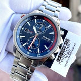 Hugo Boss Globetrotter Blue Dial Silver Steel Strap Watch for Men - 1513823 Buy Now By Hugo Boss