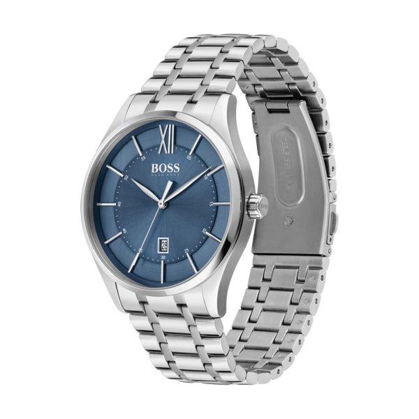 Hugo Boss Officer Chronograph Blue Dial Silver Steel Strap Watch for Men - 1513615 Buy Now By Hugo Boss