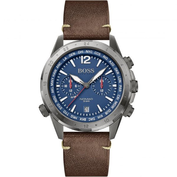 Hugo Boss Nomad Blue Dial Brown Leather Strap Watch for Men - 1513773 Buy Now By Hugo Boss
