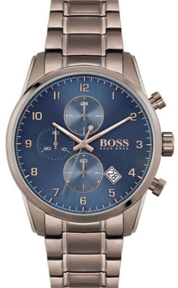 Hugo Boss Skymaster Blue Dial Brown Steel Strap Watch for Men - 1513788 Buy Now By Hugo Boss
