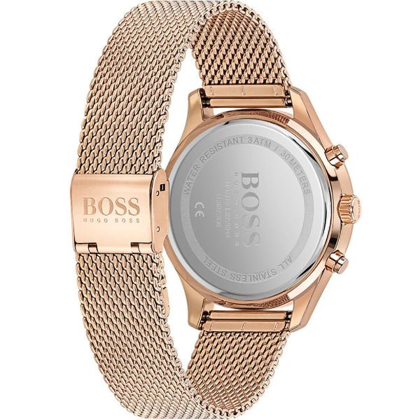 Hugo Boss Companion Chronograph Black Dial Rose Gold Steel Strap Watch For Men - 1513548 Buy Now By Hugo Boss