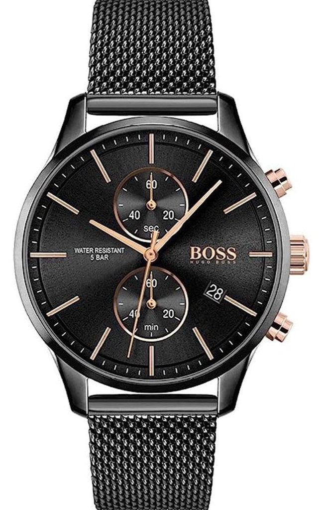 Hugo Boss Associate Black Dial Black Mesh Bracelet Watch for Men - 1513769 Buy Now By Hugo Boss