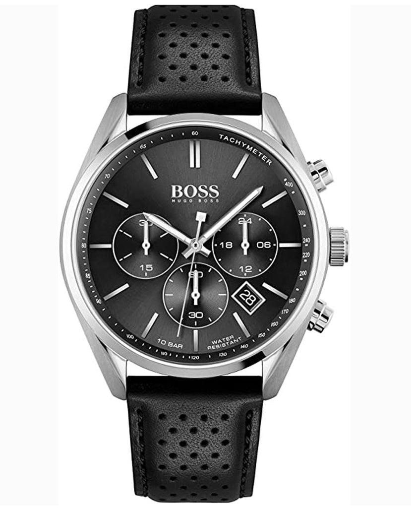 Hugo Boss Champion Black Dial Black Leather Strap Watch for Men - 1513816 Buy Now By Hugo Boss