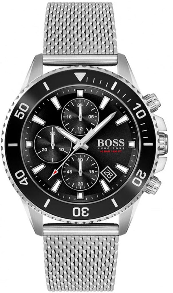 Hugo Boss Admiral Black Dial Silver Mesh Bracelet Watch for Men - 1513904 Buy Now By Hugo Boss