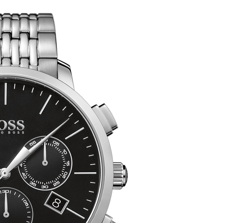 Hugo Boss Associate Black Dial Silver Steel Strap Watch for Men - 1513267 Buy Now By Hugo Boss