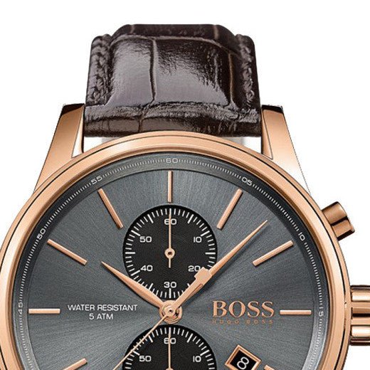 Hugo Boss Jet Grey Dial Brown Leather Strap Watch for Men - 1513281 Buy Now By Hugo Boss