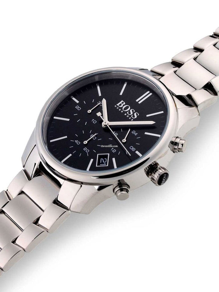 Hugo Boss Commander Black Dial Silver Steel Strap Watch for Men - 1513433 Buy Now By Hugo Boss