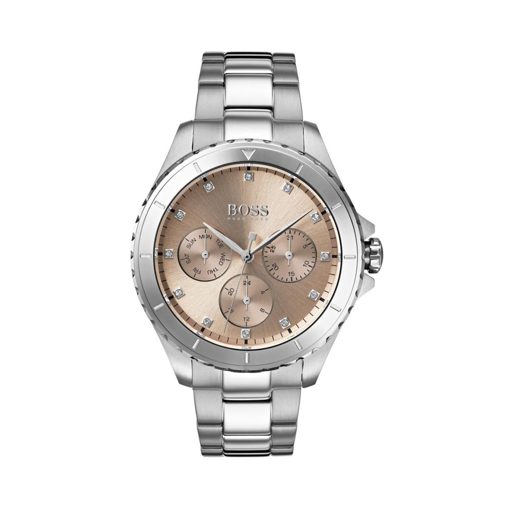 Hugo Boss Premiere Rose Gold Dial Silver Steel Strap Watch for Women - 1502444 Buy Now By Hugo Boss