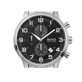 Hugo Boss Aeroliner Chronograph Quartz Black Dial Silver Steel Strap Watch For Men - HB1512446 Buy Now By Hugo Boss