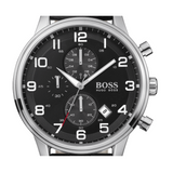 Hugo Boss Aeroliner Chronograph Black Dial Black Leather Strap Watch For Men - 1512448 Buy Now By Hugo Boss