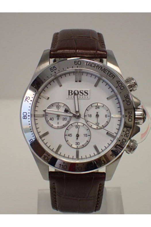 Hugo Boss Ikon White Dial Brown Leather Strap Watch for Men - 1513175 Buy Now By Hugo Boss