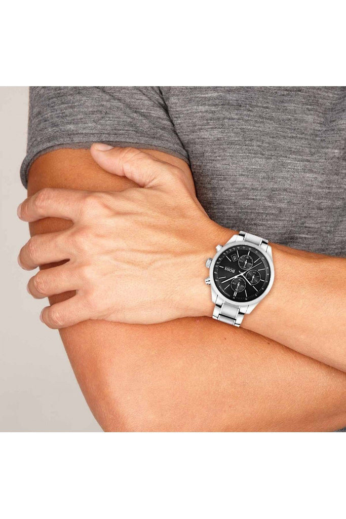 Hugo Boss Grand Prix Black Dial Silver Steel Strap Watch for Men - 1513477 Buy Now By Hugo Boss