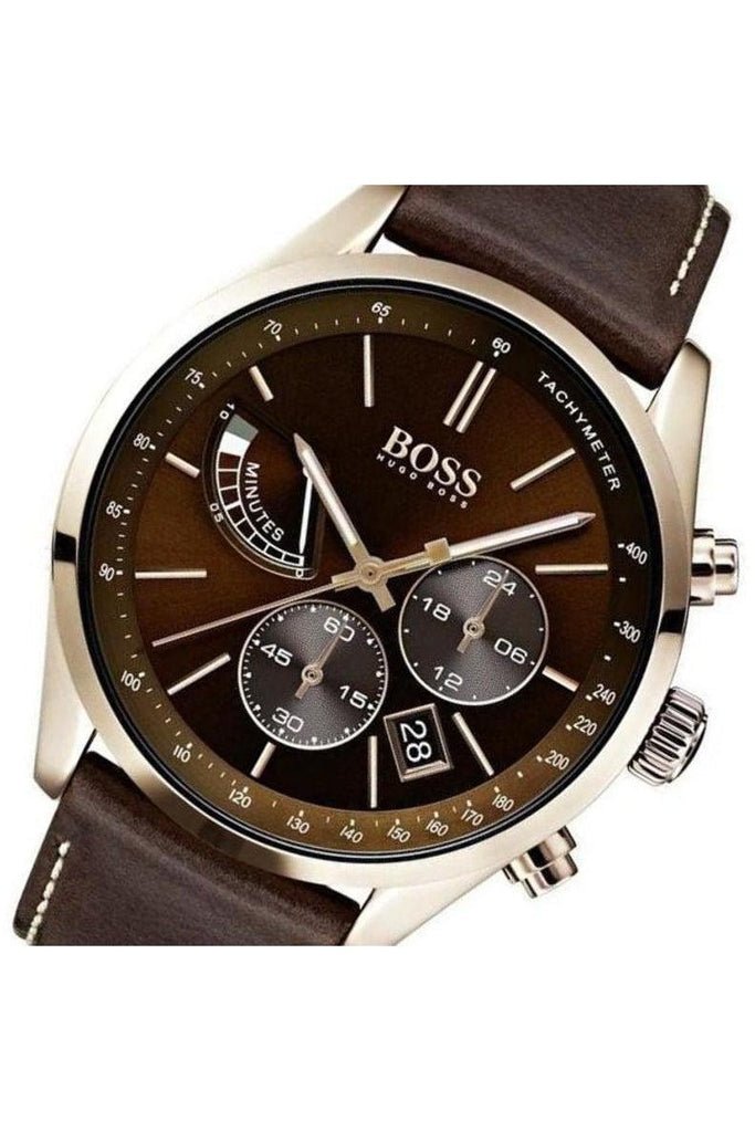 Hugo Boss Grand Prix Brown Dial Brown Leather Strap Watch for Men - 1513605 Buy Now By Hugo Boss
