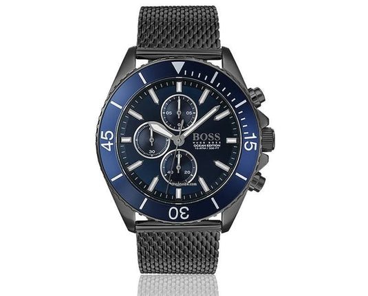 Hugo Boss Ocean Edition Blue Dial Black Mesh Bracelet Watch for Men - 1513702 Buy Now By Hugo Boss