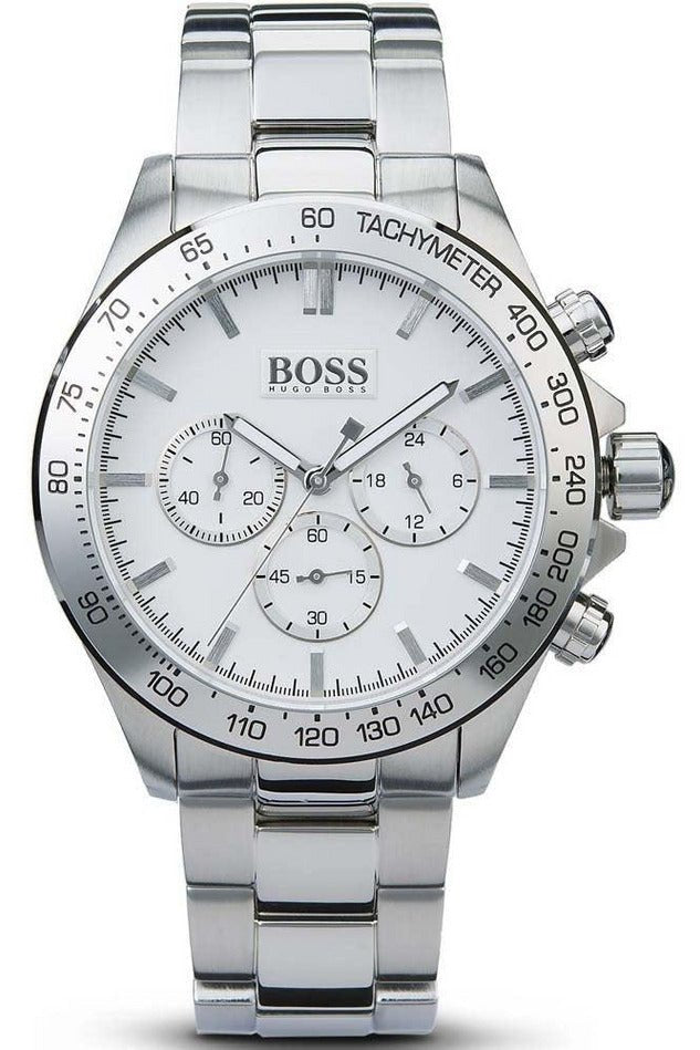 Hugo Boss Ikon Chronograph White Dial Silver Steel Strap Watch for Men - 1512962 Buy Now By Hugo Boss