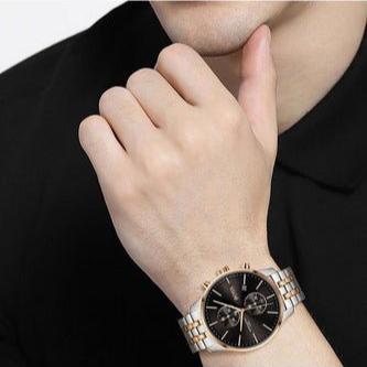 Hugo Boss Associate Chronograph Black Dial Two Tone Steel Strap Watch for Men - 1513840 Buy Now By Hugo Boss