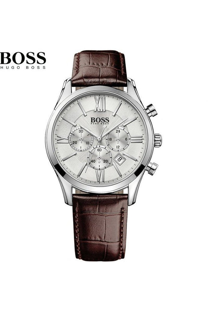Hugo Boss Ikon White Dial Brown Leather Strap Watch for Men - 1513175 Buy Now By Hugo Boss