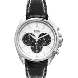 Hugo Boss Casual Chronograph Silver Dial Black Leather Strap Watch For Men - HB1512880 Buy Now By Hugo Boss