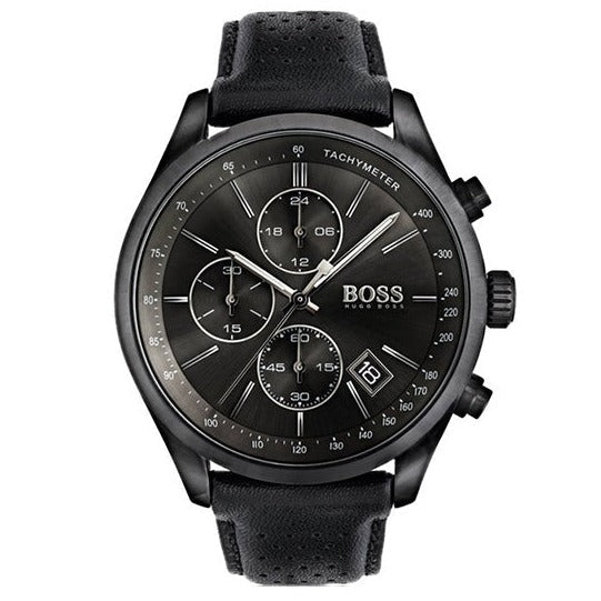 Hugo Boss Grand Prix Black Dial Black Leather Strap Watch for Men - 1513474 Buy Now By Hugo Boss