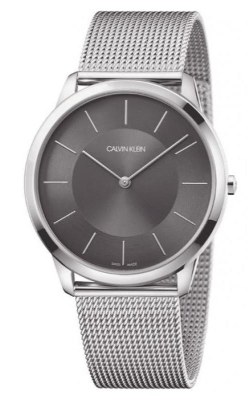 Calvin Klein Minimal Grey Dial Silver Mesh Bracelet Watch for Men - K3M21124 Buy Now By Calvin Klein