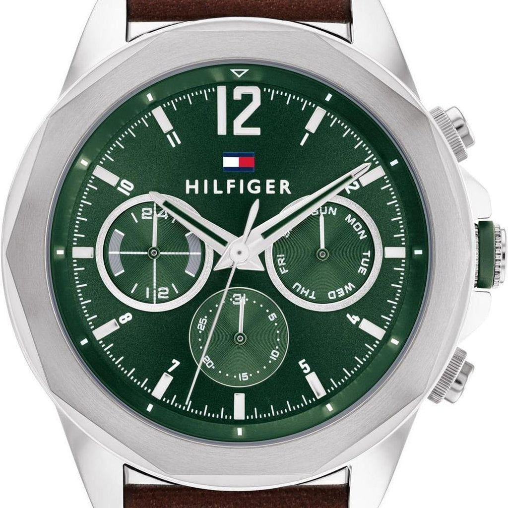 Tommy Hilfiger Lars Chronograph Green Dial Brown Leather Strap Watch For Men - 1792064 Buy Now By Tommy Hilfiger