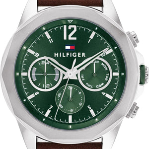 Tommy Hilfiger Lars Chronograph Green Dial Brown Leather Strap Watch For Men - 1792064 Buy Now By Tommy Hilfiger