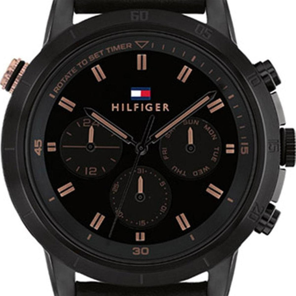 Tommy Hilfiger Troy Chronograph Black Dial Black Leather Strap Watch For Men - 1792110 Buy Now By Tommy Hilfiger