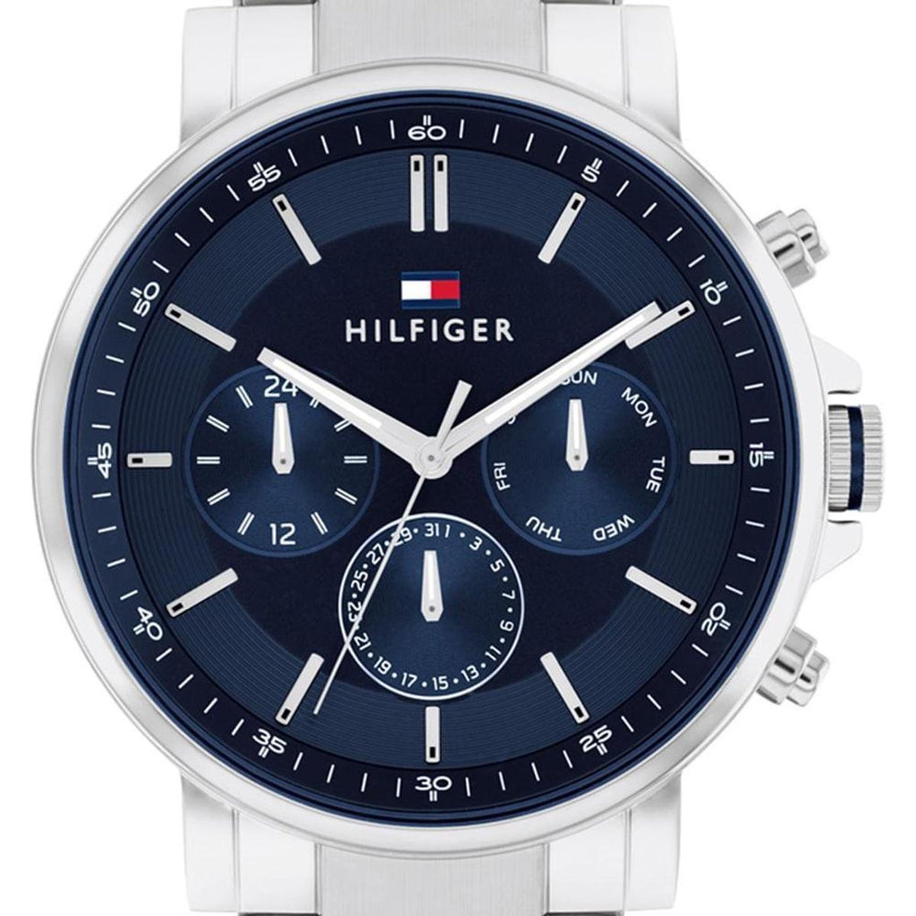 Tommy Hilfiger Tyson Chronograph Blue Dial Silver Steel Strap Watch For Men - 1710588 Buy Now By Tommy Hilfiger