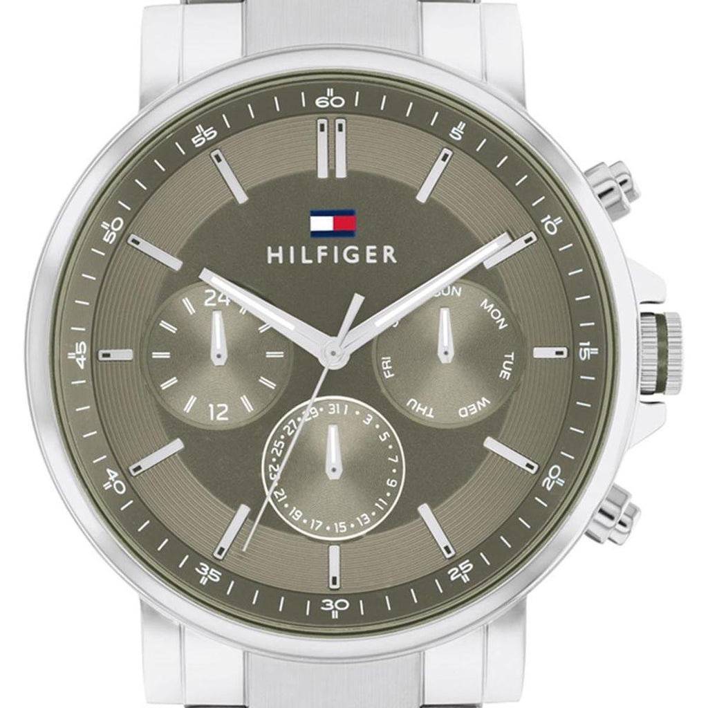 Tommy Hilfiger Tyson Chronograph Green Dial Silver Steel Strap Watch For Men - 1710587 Buy Now By Tommy Hilfiger