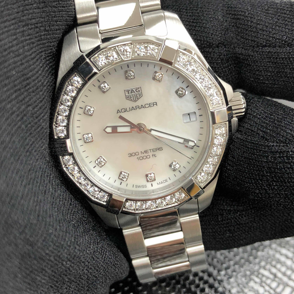 Tag Heuer Aquaracer Diamonds White Mother of Pearl Dial Silver Steel Strap Watch for Women - WBD1315.BA0740 Buy Now By Tag Heuer