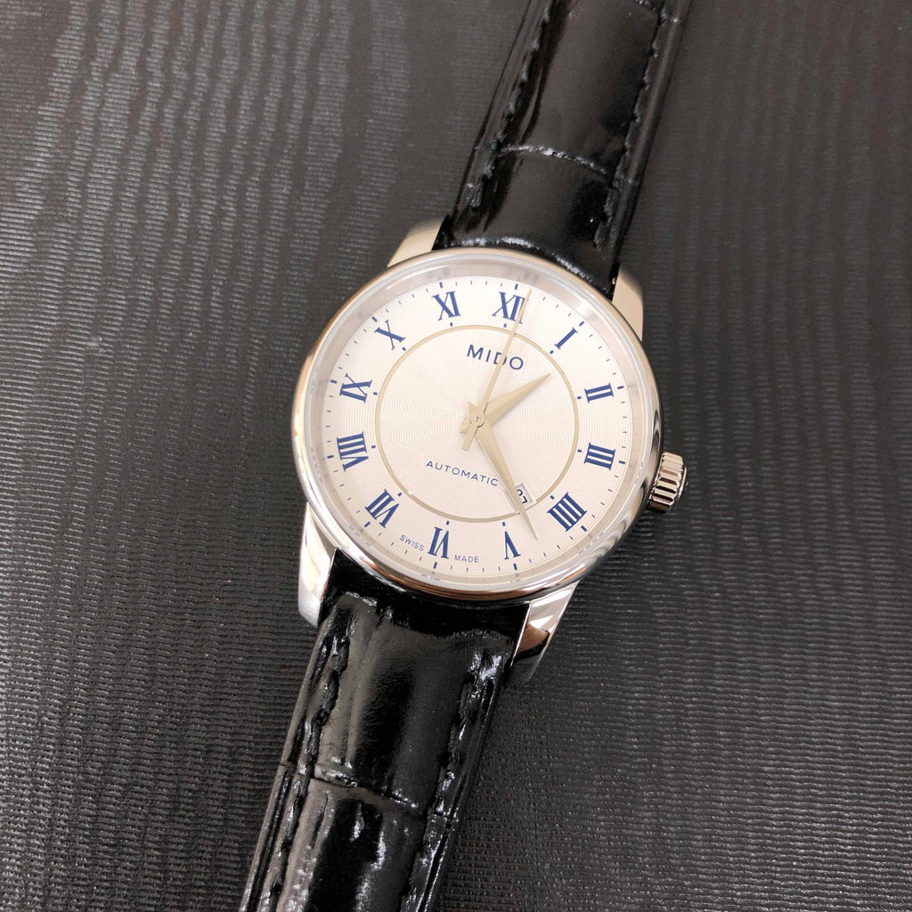 Mido Baroncelli III Automatic Silver Dial Black Leather Strap Watch For Women - M7600.4.21.4 Buy Now By Mido