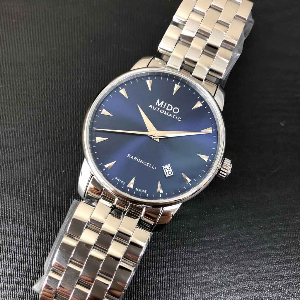 Mido Baroncelli II Automatic Blue Dial Silver Steel Strap Watch For Men - M8600.4.15.1 Buy Now By Mido