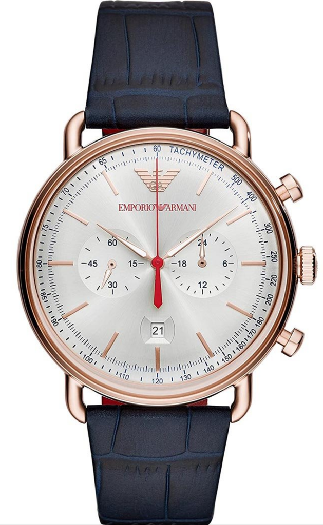 Emporio Armani Aviator Silver Dial Blue Leather Strap Watch For Men - AR11123 Buy Now By Emporio Armani