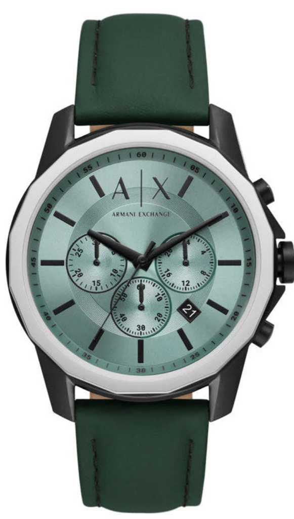 Armani Exchange Banks Chronograph Green Dial Green Leather Strap Watch For Men - AX1725 Buy Now By Armani Exchange