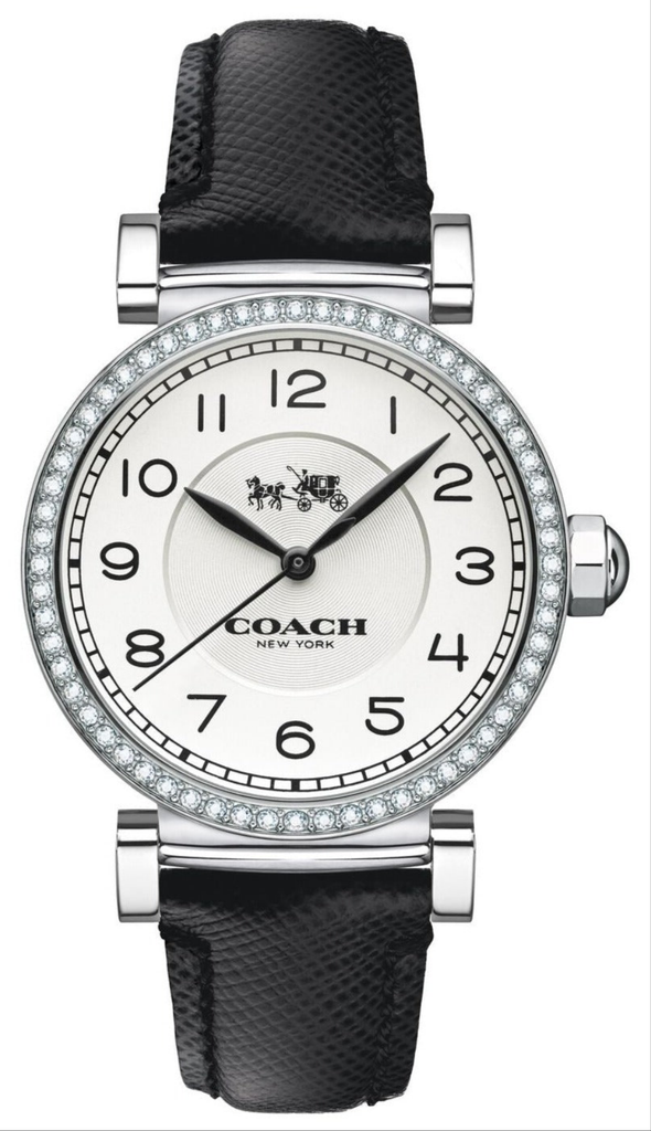 Coach Madison White Dial Black Leather Strap Watch for Women - 14502399 Buy Now By Coach