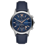 Emporio Armani Renato Chronograph Blue Dial Black Leather Strap Watch For Men - AR11216 Buy Now By Emporio Armani