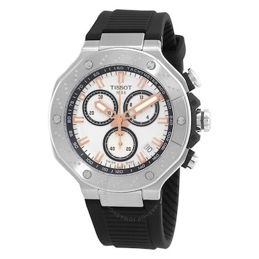 Tissot T Race Chronograph White Dial Black Rubber Strap Watch For Men - T141.417.17.011.00 Buy Now By Tissot