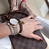 Emporio Armani Gianni T Bar White Dial Two Tone Steel Strap Watch For Women - AR8031 Buy Now By Emporio Armani