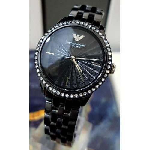 Emporio Armani Ceramica Crystals Black Dial Black Ceramic Strap Watch For Women - AR1478 Buy Now By Emporio Armani
