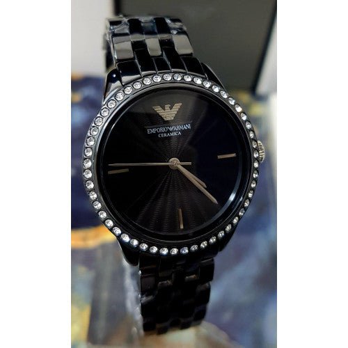 Emporio Armani Ceramica Crystals Black Dial Black Ceramic Strap Watch For Women - AR1478 Buy Now By Emporio Armani