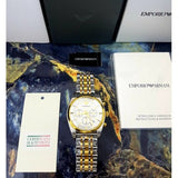 Emporio Armani Classic Chronograph White Dial Two Tone Steel Strap Watch For Men - AR0396 Buy Now By Emporio Armani