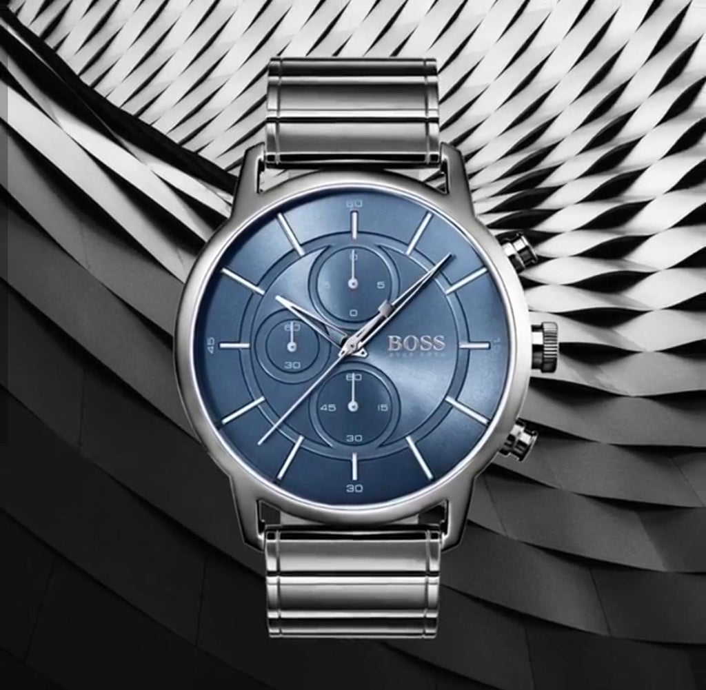Hugo Boss Architectural Blue Dial Grey Steel Strap Watch for Men - 1513574 Buy Now By Hugo Boss