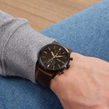 Fossil Goodwin Chronograph Black Dial Black Leather Strap Watch for Men - FS5585 Buy Now By Fossil
