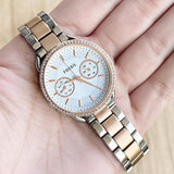 Fossil Tailor White Dial Two Tone Steel Strap Watch for Women - ES4396 Buy Now By Fossil