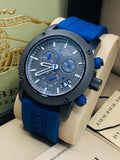 Burberry Sports Chronograph Black Dial Blue Rubber Strap Watch for Men - BU7714 Buy Now By Burberry