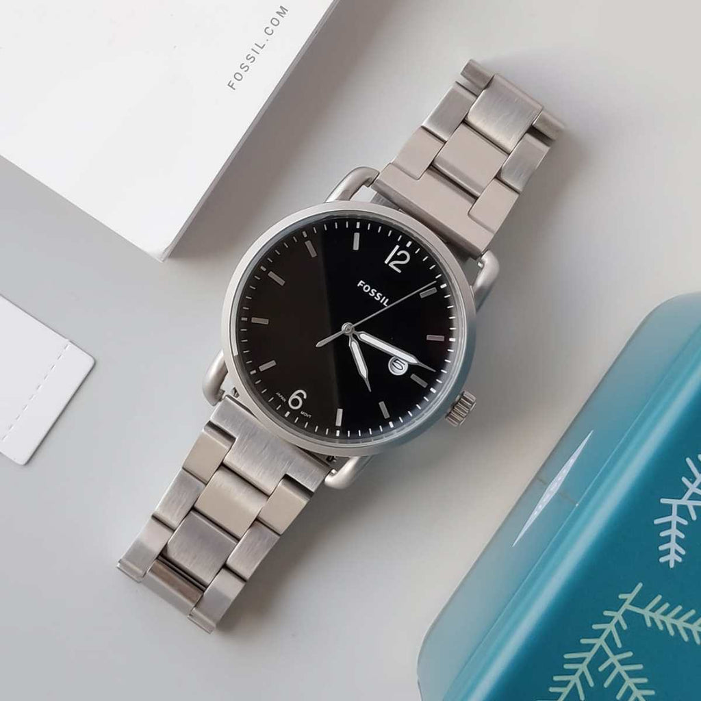 Fossil The Commuter Black Dial Silver Steel Strap Watch for Men - FS5391 Buy Now By Fossil