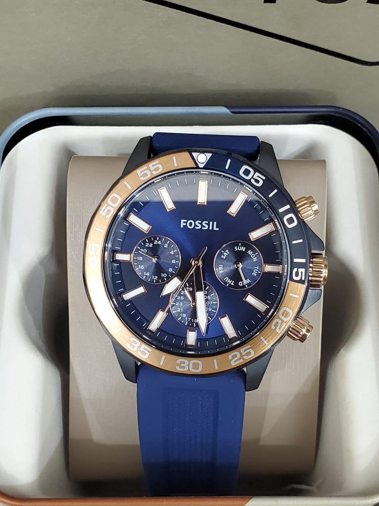 Fossil Bannon Multifunction Blue Dial Blue Silicone Strap Watch for Men - BQ2498 Buy Now By Fossil