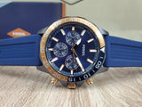 Fossil Bannon Multifunction Blue Dial Blue Silicone Strap Watch for Men - BQ2498 Buy Now By Fossil