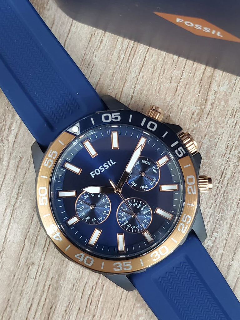 Fossil Bannon Multifunction Blue Dial Blue Silicone Strap Watch for Men - BQ2498 Buy Now By Fossil