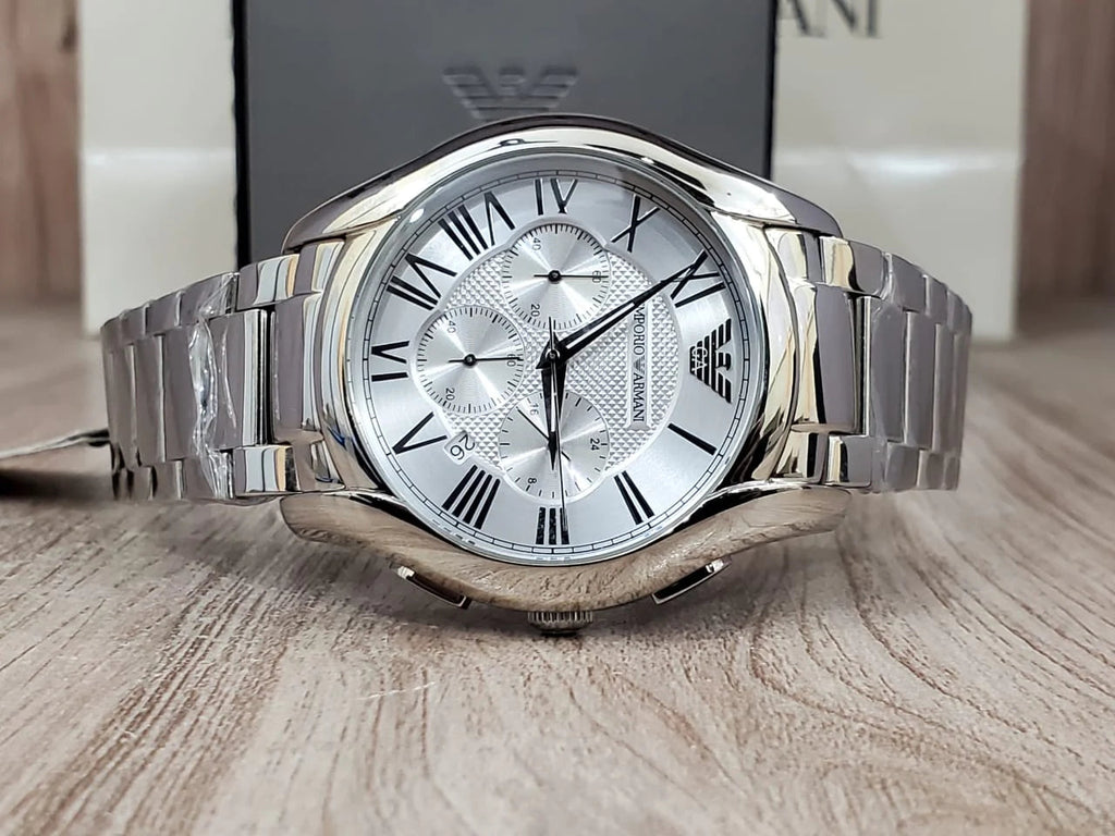 Emporio Armani Valente Chronograph Silver Dial Silver Steel Strap Watch For Men - AR11081 Buy Now By Emporio Armani